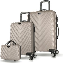 My Valice Lotus Abs 3'lü Valiz Seti (Makyaj + Kabin + Orta Boy) Taş