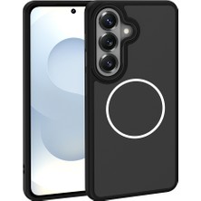 HTstore Galaxy Uyumlu S26 Plus Kılıf M-Safe Şarj Özellikli Metal Kamera Çerçeveli Zore Sanremo Silikon Kapak-Siyah