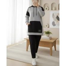 Modamorfo Kanguru Cepli Çift Renkli Takım  -Siyah