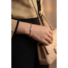 Uretti - Nerman 4053 4604 K Harfli Taşlı Gold Bileklik