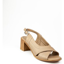 Babalı 1522 Vizon Deri Topuklu Günlük Kadın Sandalet