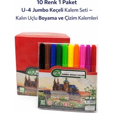 U4 Jumbo Keçeli Kalem Seti 10 Renk – Kalın Uçlu Boyama ve Çizim Kalemi Seti (1 Paket)