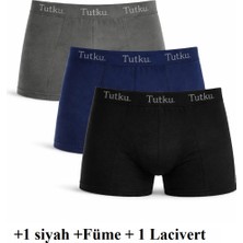 Tutku 3'lü Paket Tutku Likralı Erkek Boxer (+1 Siyah +1 Füme +1 Lacivert) Abani Classic