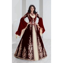 Ceyyiz Bindallı Kına Elbisesi 5 Parça 20-167 Bordo