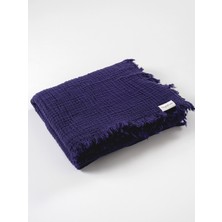 Tiny Lamb Brighton Lacivert Renk %100 Organik 4 Katlı Müslin Battaniye - 100x120cm Pamuk Müslin