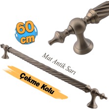 Badem10 Burgulu Antik Sarı 60 cm Çelik Kapı Tutma Kolu Sürgülü Dış Çekme Kulpu Kulbu Tutamağı Kol 1 Adet