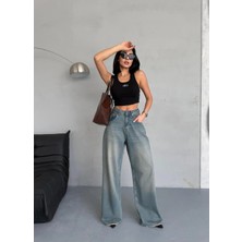 Zeo Basic Extra Baggy Tint Mavi Denım Pantolon