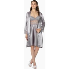 Pierre Cardin Sütyen Kaplı Sabahlık Gecelik Set 4265 Royal