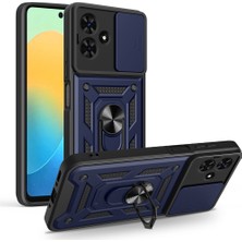 HTstore Tecno Spark Go 2 Kılıf Magnetik Standlı Kamera Korumalı Zore Sürgülü Vega Kapak-Mavi