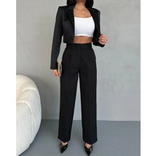 Zeo Basic Yüksek Bel Cırt Kapamalı Palazzo Pantolon