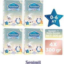 Senimil 1 Mutlu Geceler  Bebek Sütü 300 gr (0-6 Ay)  4 Lü Avantaj Paketi