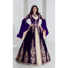 Ceyyiz Bindallı Kına Elbisesi 5 Parça 20-167 Mor