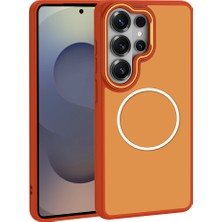 HTstore Galaxy Uyumlu S26 Ultra Kılıf M-Safe Şarj Özellikli Metal Kamera Çerçeveli Zore Sanremo Silikon Kapak-Turuncu