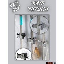 Keskon 3’lü Set Çok Amaçlı Mop Askısı – Süpürge, Paspas ve Mop Sap Tutucu, Mutfak & Banyo Duvar Askısı