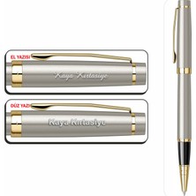 Isminize Özel Scrikss 38 Saten Altın Dolma Kalem & Tükenmez Kalem Seti