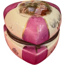 TT Fransız Eski Üretim Damgasız Porselen Bonboniyer Pirinç Menteşeli - 8 cm 6 cm Ölçülerinde