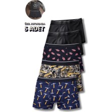 Cennetoğlu Erkek Likralı Pamuklu Boxer Katlanmayan Paça Tasarımıyla 5'li Paket Özel Hediye Ambalajlı