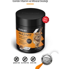 Cutepet Multivit Kedi Vitamin ve Mineral Tableti 60 Adet – Günlük Bağışıklık ve Enerji Takviyesi