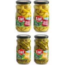 Tat Biberiye ve Acı Biber Turşusu 330 gr Cam 4 Lü Karma Paket