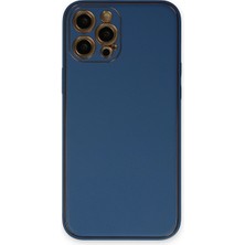 Erdo Ticaret Buğz Iphone 12 Pro Max Kılıf Coco Deri Silikon Kapak - Açık Mavi