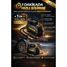 Merwish 100W Kablolu Araç Lastik Şişirme Kompresörü Çakmaklık Girişli Dijital Göstergeli Hava Pompası A6688