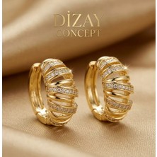 Dizay Concept Xuping Gold Sıralı  Zirkon Taşlı Sarmal Küpe