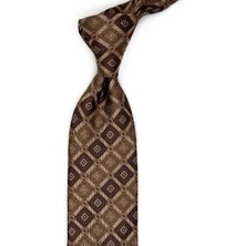 Kravatkolik Bej Motif Desen Mendilli Klasik Kravat KK13433
