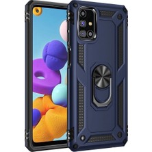 Erdo Ticaret Buğz Samsung Galaxy M51 Kılıf Sofya Yüzüklü Silikon Kapak - Lacivert