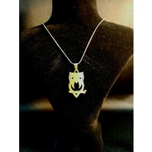 Mryart Baykuş Çelik Kolye Gold Sarı