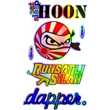 Asiltech Eat Sleep Hoon Ruhsatlı Silah Dapper Yazılı Hologram Efektli Arka Cam Stickeri 30X20CM