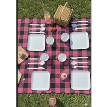 Hane216 20 Parça Kaliteli Piknik Seti Piknik Takımı Piknik Tabak Seti 4 Kişilik Beyaz