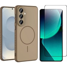 Vendas Samsung Galaxy A57 Kılıf M-Safe Şarj Özellikli Zore Tea Kapak + Cam Ekran Koruyucu