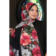 Afvente Pastoral Çiçek Desen Fuşya Soft Pamuk Şal