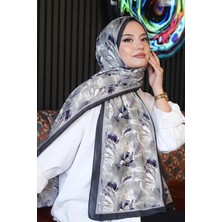 Afvente Fırça Lale Desen Füme Soft Pamuk Şal