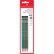 Faber-Castell Mercanlı Kurşun Kalem 4'lü HB Renkli Ergonomik Tasarım Dayanıklı Kalemler