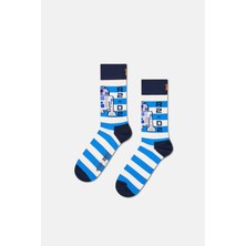 Happy Socks - Erkek Mavi Star Wars R2-D2 Desenli Çorap