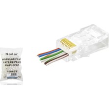 AyrStore Cat6 Ez RJ45 Konnektör - 100 Adet Şeffaf / Ekonomik Poşet Paket ND2415