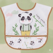 Happy Panda Desenli Sıvı Geçirmez Kolsuz Mama Önlüğü