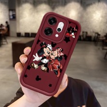 HONTINGA Oppo Reno 14 Pro 5g  ile Uyumlu Kılıfı Düşüme Önleyici Basitlik Anti Düşme Kamera Korumali Mickey Bordo Desen Yumuşak Silikon Telefon Kılıfı Kadın ve Erkek Için Uygundur K2-7209