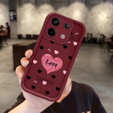 HONTINGA Poco X6 5g ile Uyumlu Kılıfı Düşüme Önleyici Basitlik Anti Düşme Kamera Korumali Kalp Bordo Desen Yumuşak Silikon Telefon Kılıfı Kadın ve Erkek Için Uygundur K2-7211