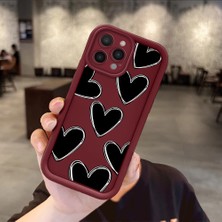HONTINGA iPhone 13 Pro Max ile Uyumlu Kılıfı Düşüme Önleyici Basitlik Anti Düşme Kamera Korumali Kalp Bordo Desen Yumuşak Silikon Telefon Kılıfı Kadın ve Erkek Için Uygundur K2-7216