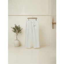 Kastrioti Pile Detaylı Relax-Fit Baggy Keten Pantolon