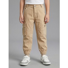 Robin Kids Erkek Çocuk Kargo Cepli Bej Kot Pantolon