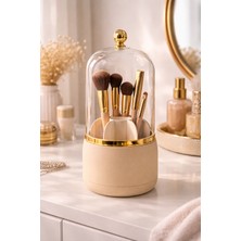 Pazar Kapısı 7 Bölmeli Kapaklı Makyaj Organizeri, Fırça Düzenleyici, Toz Geçirmez Şeffaf Kapaklı Kozmetik Kutusu