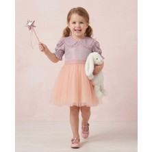 Butik Kız Çocuk Pamuklu Iç Astarlı Özel Gün Elbisesi Çıkarılabilir Fiyonk Detaylı