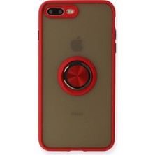 Erdo Ticaret Buğz Iphone 7 Plus Kılıf Montreal Yüzüklü Silikon Kapak - Kırmızı
