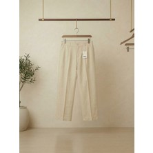 Kastrioti Pile Detaylı Relax-Fit Baggy Keten Pantolon