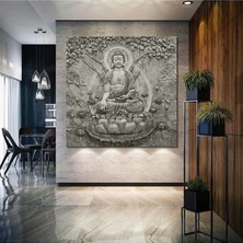 Şehzat Buda Heykeli 100X100 Meditasyon Yoga Yaşam Ağacı Kanvas Tablo