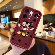 HONTINGA Oppo Reno 14 Pro 5g  ile Uyumlu Kılıfı Düşüme Önleyici Basitlik Anti Düşme Kamera Korumali Mickey Bordo Desen Yumuşak Silikon Telefon Kılıfı Kadın ve Erkek Için Uygundur K2-7209