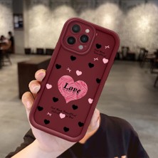 HONTINGA iPhone 12 Pro Max ile Uyumlu Kılıfı Düşüme Önleyici Basitlik Anti Düşme Kamera Korumali Kalp Bordo Desen Yumuşak Silikon Telefon Kılıfı Kadın ve Erkek Için Uygundur K2-7211
